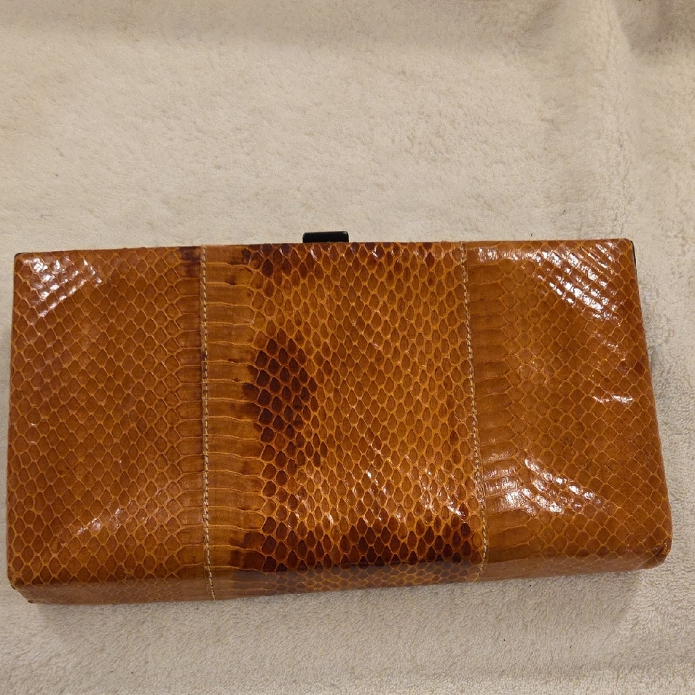 Vintage Shirl Miller Ltd. snakeskin clutch, 8x4"